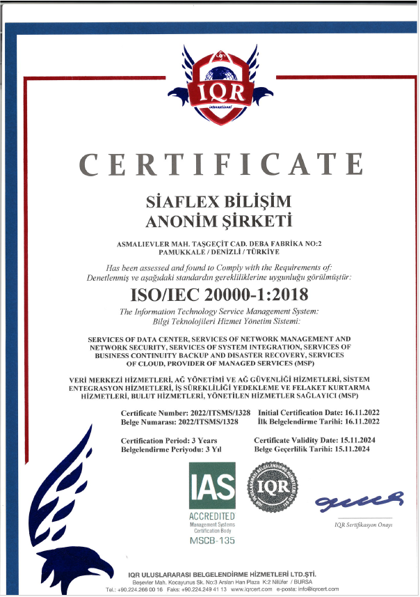 Siaflex ISO 20000 Sertifikası
