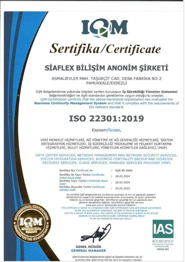 Siaflex ISO 22301 Sertifikası