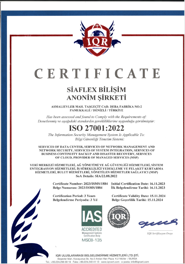 Siaflex ISO 27001 Sertifikası